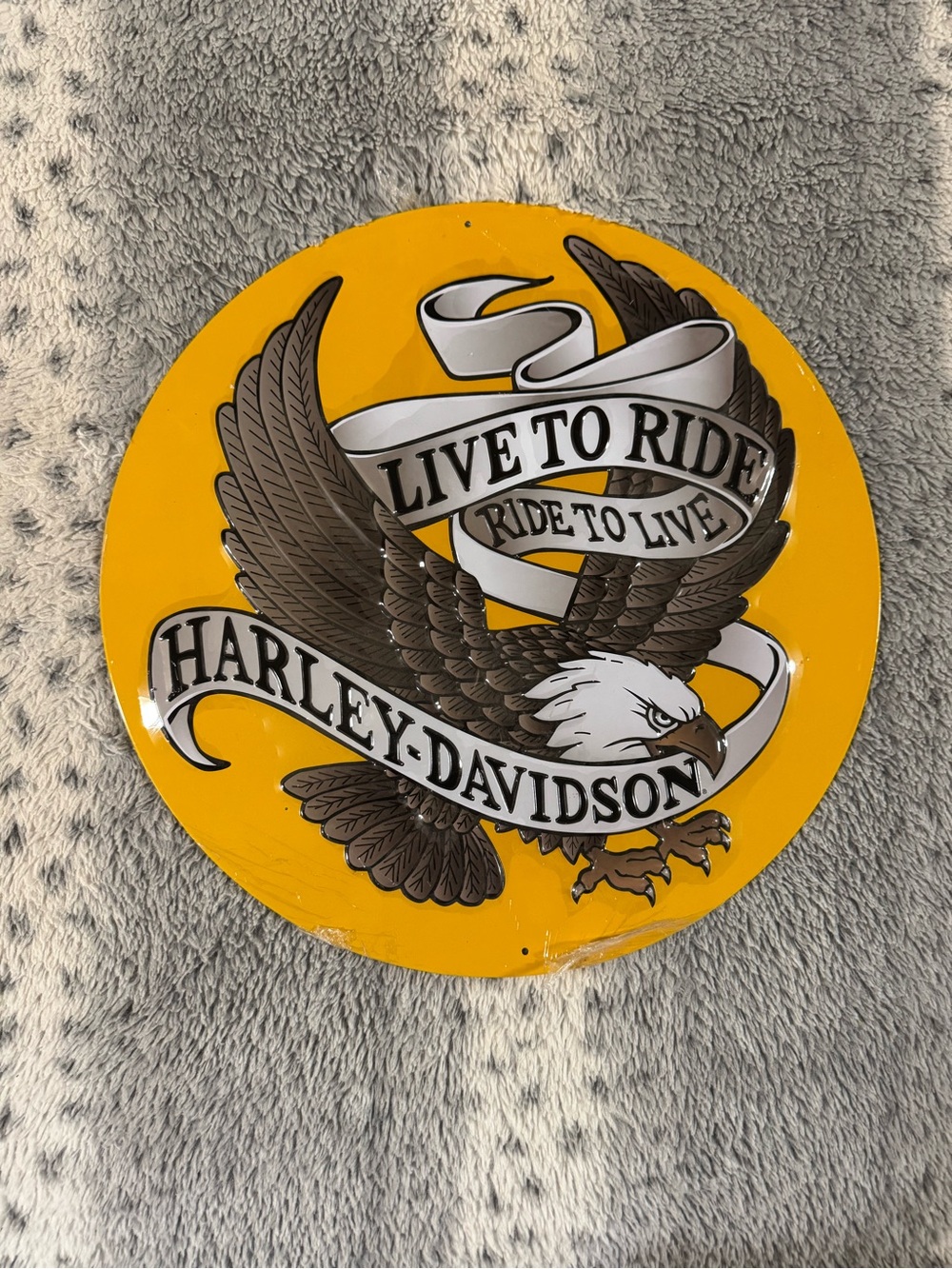 Harley-Davidson Yellow and Brown Eagle Live to Ride Metal Wall Décor
